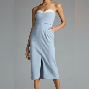 Hutch light blue strapless front slit dress, size 6